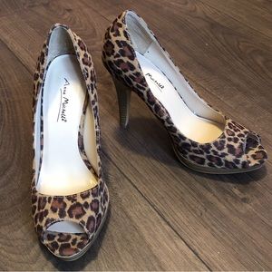 Leopard peep toe heels